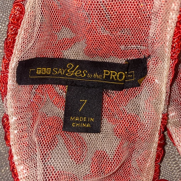 Red Beaded Two Piece Prom Dress - Picture 6 of 6